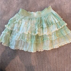 LoveShackFancy Green Mini Skirt
